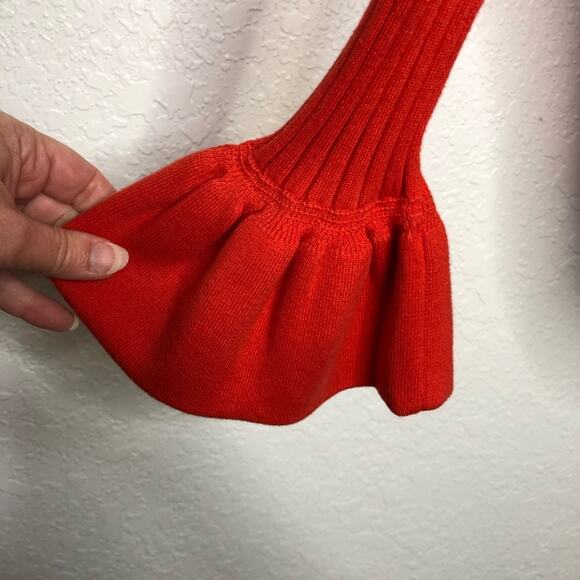 Cabi bright orange trumpet sleeve ribbed snap front cardigan size Small #5285 - Picture 6 of 14